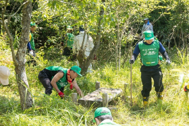 辺り一帯の草刈りから始めました