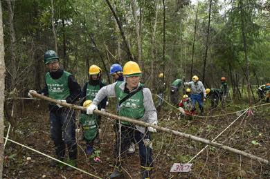 カラマツの除間伐体験