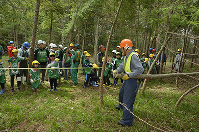 ラブアースの森へ入り、活動スタート