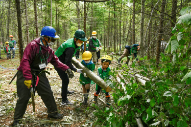 切り倒した木を運ぶまでが活動の一環